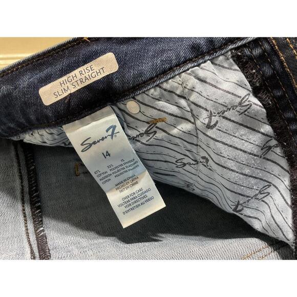 Seven7 high rise slim straight plus size 14 blue jeans - Picture 6 of 10